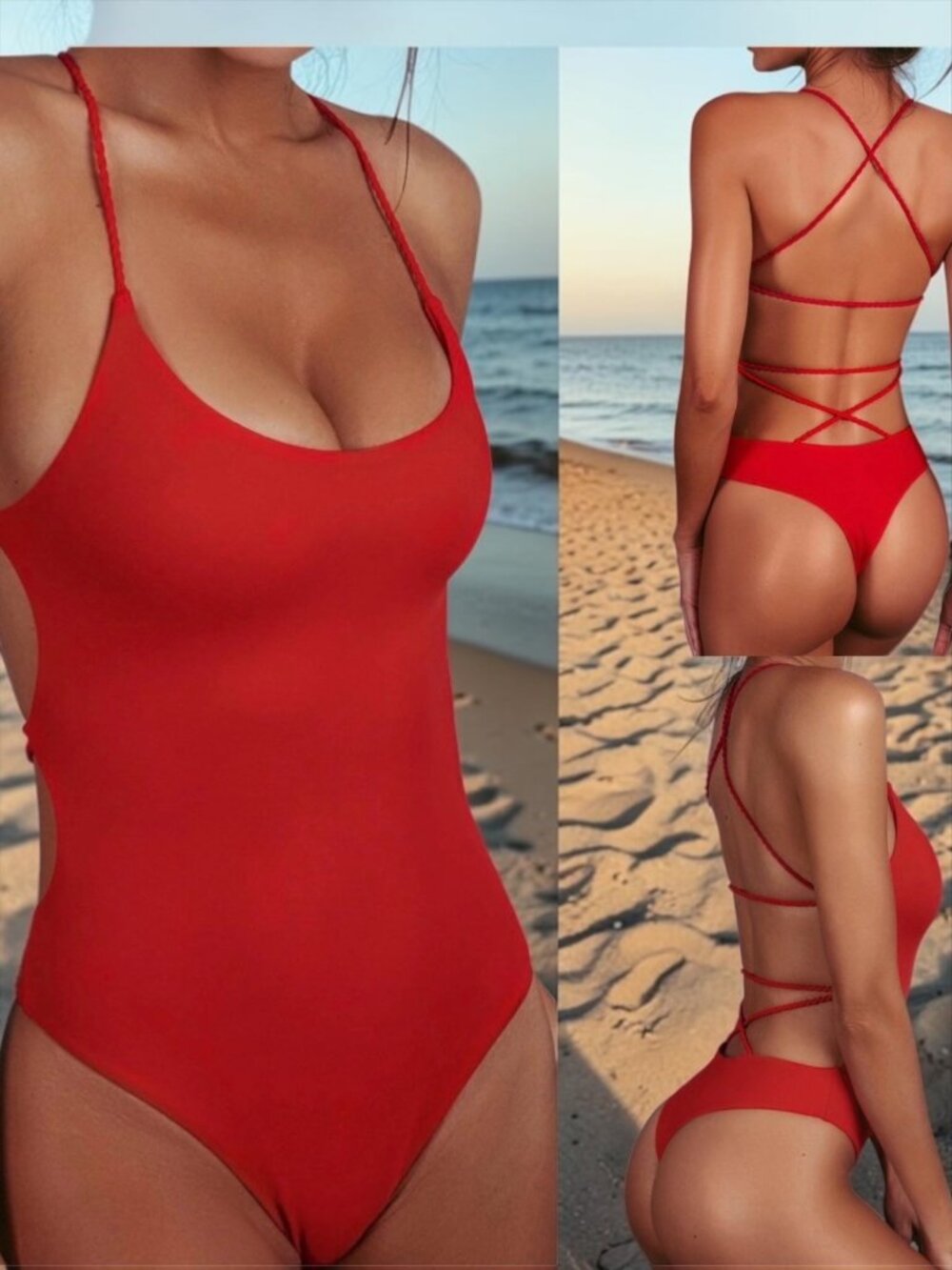 AYRA Swim Panama Cheeky One Piece Swimsuit L Red